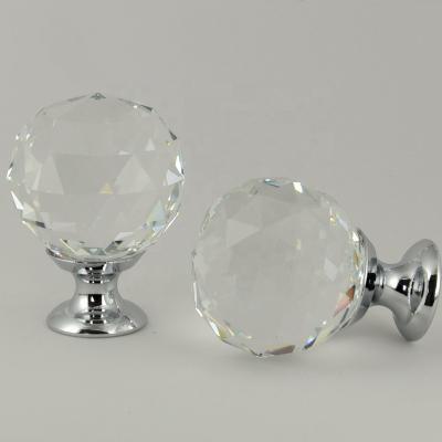 China Elegance Washable Glass Knob Collection Clear Rhinestone Brass Base With Satin Furniture Handle And Knob Crystal Sofa Buttons Decorative Knob for sale