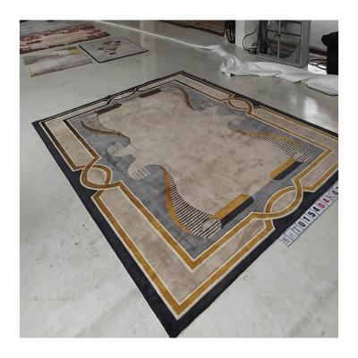 China Stain Best Manufacturer Anti Fatigue Resistant Anti Slip Golden Color Handmade Living Room Rug Cover for sale