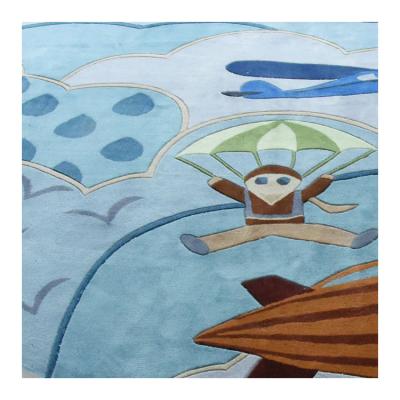 China Non-slip 100% Wool Cartoon Circle Round Pattern Blanket / Rug For Kids Kids Room for sale