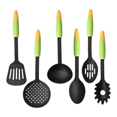 China Best Selling Sustainable 6PCS High End Nylon Plastic Kitchen Utensils Sets Cooking Instruments With Corn Shape Handle For Nonstick Cookware for sale