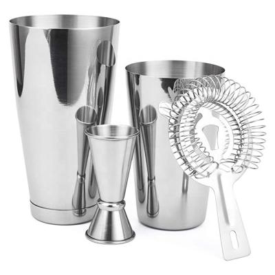 China Amazon Viable Hot Selling Professional Bartender Cocktail Bar Shaker Set with Double Jigger and Strainer for sale