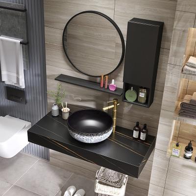 China Modern Deep Soft Gray Melamine Double Sink Bathroom Cabinets Environmentally Friendly Wooden Bathroom Vanity Cabinet With for sale