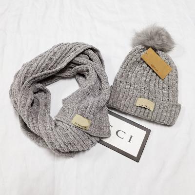 China COMMON Winter 2-Pieces Thick Beanie Hat Scarf Set Warm Chenille Knit Hat Beanie Skull Caps Scarfs For Women Men Gifts for sale