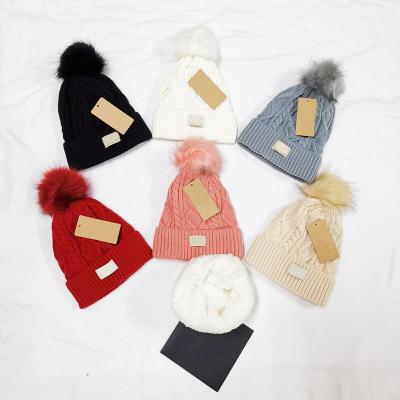 China Australia JOINT Famous Brand Winter Women Beanie Cap Chunky Knit Pompom Soft Warm Hat for sale