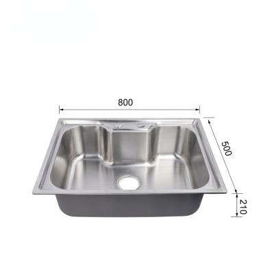 China Without Kitchen Faucet Wholesale 304 Stainless Steel Brushed Welded Single Bowl Square Kitchen Sink for sale