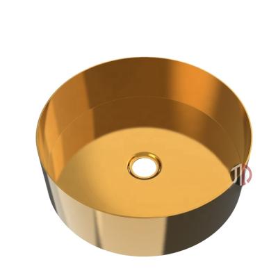 China Single Bowl Basin Sink JDOOR Worktop Basin Sink Luxury High Around Stainless Steel Gold Bathroom Hand Basin Black Sink for sale