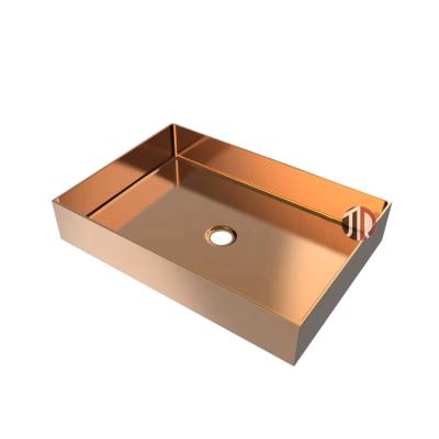 China Golden Single Bowl Basin Sink 304 Stainless Steel Bathroom Vanity Sink Bathroom Sink JDOOR for sale