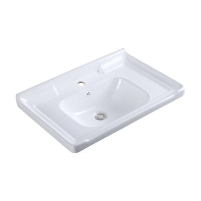 China Contemporary Popular Ceramic Bathroom Sink Semi Countertop Bathroom Sink Horn Single Hole Europe Style for sale