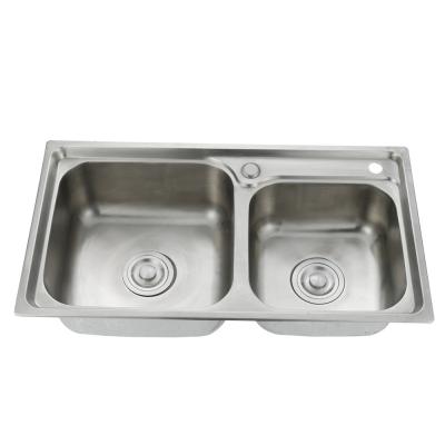 China Noiseless Undermounted 201 New 304 Stainless Steel Double Bowl Kitchen Sink Anti Faucet JDOOR Hot Sale Design for sale