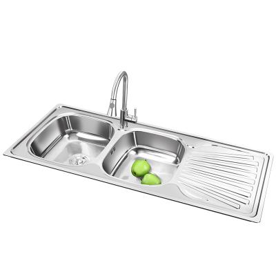 China Without Faucet Factory Direct Supply JDOOR Double Bowl High Quality 304 Stainless Steel Silver Kitchen Sink for sale