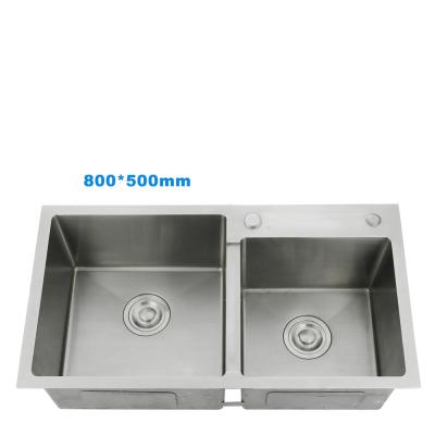 China Without Faucet Modern 304 Stainless Steel Rectangular Under Counter Double Bowl Kitchen Sink for sale