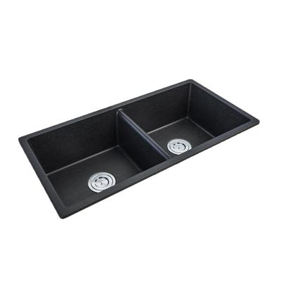 China High Quality China Supplier Popular JDOOR Double Bowl Quartz Square Black Kitchen Sink Bar Sink Without Basin for sale