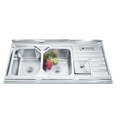 China Factory Manufacture 1200 600mm Rectangle Polished Double Bowl Kitchen Sink Faucet Without Stainless Steel for sale