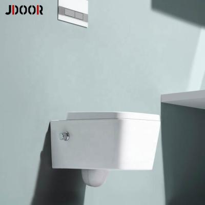 China Wall Mounted Ceramic Rimless Square Cistern Modern Design Toilet Cyclone Concealed Squat Flush for sale