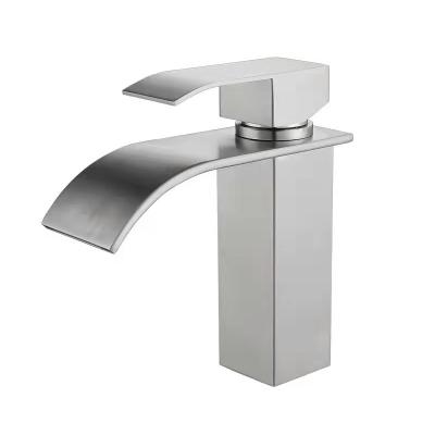 China JDOOR Faucets Single Hole Single Hole Basin Faucet Short Handle Waterfall Bathroom Vanity Basin Hot Cold Mixer Tap for sale