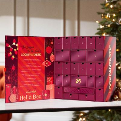 China Recycled Materials Storage Number Shape Cosmetic Set Rigid Present Advent Calendar Packaging Christmas Package Box for sale