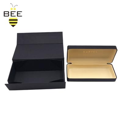 China Recycled Materials Black Cardboard Magnetic Gift Box Book Shape Personal Brand Sunglasses Packaging for sale