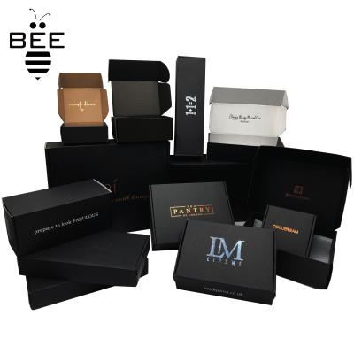 China Disposable Custom Black Logo Cardboard Cosmetic Shipping Boxes Paper Corrugated Shipping Packaging Boxes For Clothing for sale