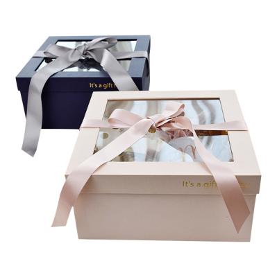 China Recycled Materials Gift Box Gift Box Bow Ribbon Lid And Base Box for sale