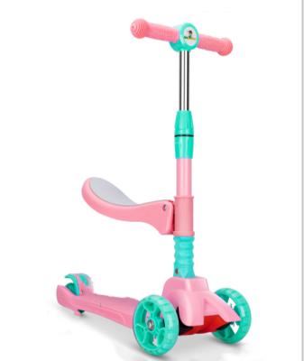 China Hot Child 3 in 1 Kids Scooter PU Wheel Kids Scooter OEM Step Pedal Flashing Scooter With Seat for sale