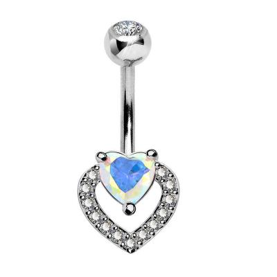 China CLASSIC Most Popular Double Heart Zircon Stones Belly Button Ring Piercing Jewelry for sale