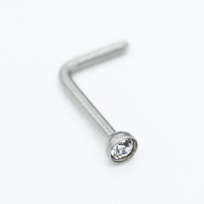 China L Shape Nose Stud With 20G Crystal Simple Style L Shape Surgical Steel Nose Ring Jewelry Nose Face Stud for sale