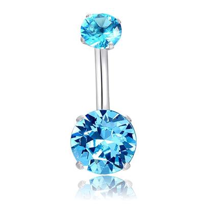 China Ethnic Zircons Double Prong Set Titanium CZ Navel Ring Body Piercing G23 Body Pierce for sale