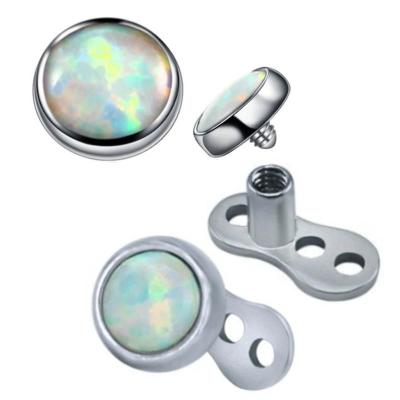 China Opal Piercing Jewelry Microdermal Piercing Skin Upper and Lower Body Surface Piercing Titanium Dermal Anchor Gems Colorful Dermal Anchor Wholesale Opal for sale