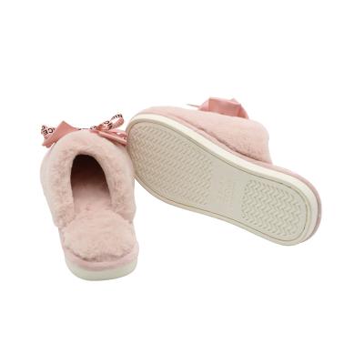 China Cushioning Fashional anti-slip fur winter ribbon room warm slipper for Women Soft Sherpa With Slide Lady Fluffy Slide Comfortable Slippers for sale