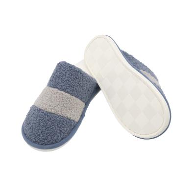 China Fashion Trend Hot Selling Warm Comfortable Winter Fur Slipper Cotton Slippers for Women Men Indoor Thick Soft Striped Stitching Cotton Slipper for sale