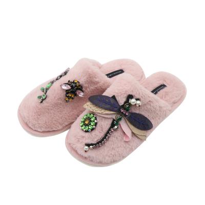 China Cushioning Wholesale Fashional furry cheap women slippers home fuzzy slippers anti-slip fur winter Breathable Slipper with Customized Size for sale