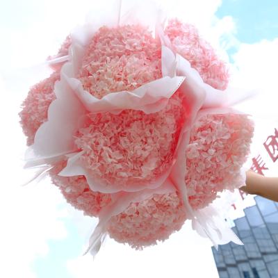 China Wedding Flower Arrangements High Quality Pink White Preserved Hydrangea Dried Hydrangea For Wedding Decoration for sale