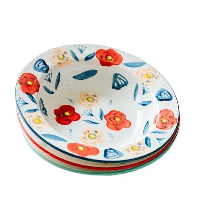 China Disposable Customized Bowl Bohemia Style 9 Inch Colorful Ceramic Bowl Cereal Salad Dessert Bowl for sale