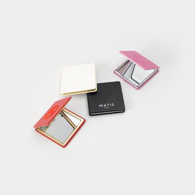 China Mini Gift Pretty Little Small Travel Mirror Advanced Cute Custom Logo Square Pocket Mirror Magnifying Compact Leather for sale