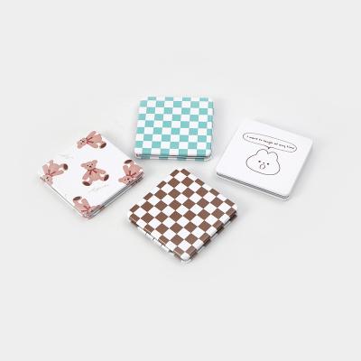 China Magnifying Square Shape Mini Folding Pocket Mirror Compact Leather Small Square Pocket Mirror for sale