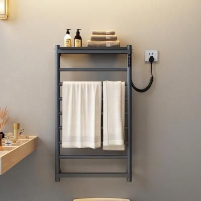 China Heater Gray Coated Bathroom Wall Mounted Electric Towel Rack Warmer Towel Rail Heated for sale