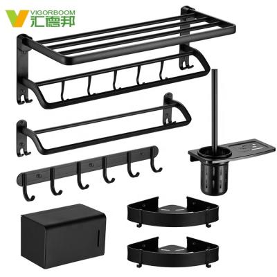 China Sustainable Modern Black Porcelain Hotel Luxury Bathroom Accessories for sale