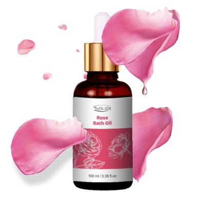 China 2021 Most Popular Top Premium Skin Care Rose Aromatherapy Liquid Bath Oils Natural Moisturizing 100ml Rose Bath Oil Relaxing Body for sale