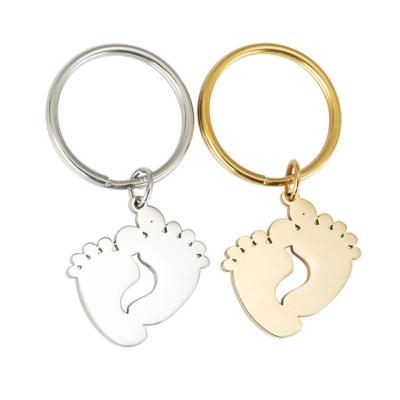 China Customizable Key Chain Cut Out Letter Stainless Steel Key Ring Chain Love Footprint Foot Key Chain for sale