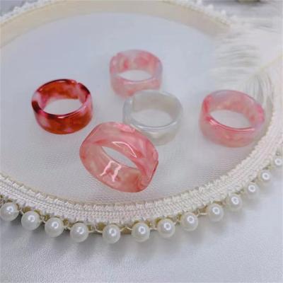 China BOHEMIA Retro Designer Female Opening Candy Color Marble Texture Acrylic Rings For Women for sale