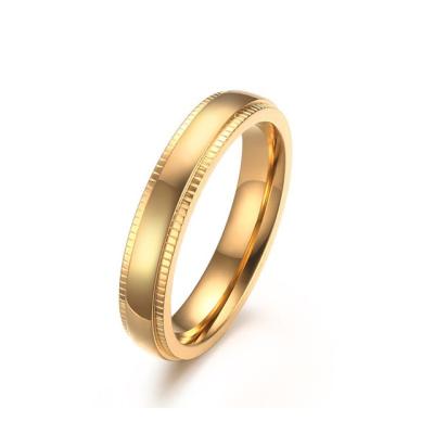 China FASHIONABLE high quality polished gold plating embossed 4MM stainless steel ring for women men for sale