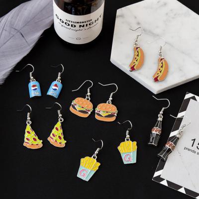 China FASHIONABLE Creative Sausage Burger Drink Food Drinking Bottle Fries Cola Drop Earrings For Women for sale