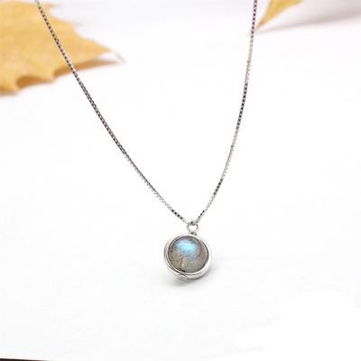 China FASHIONABLE S925 Sterling Silver Color Natural Stone fine genuine labradorite pendant necklace for women for sale