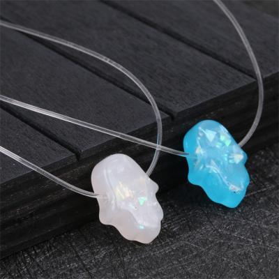 China TRENDY Fashion Hamsa Chain Transparent Blue Opal Hand Fatima Choker Necklace White For Women Jewelry for sale