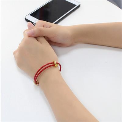 China New Trendy DIY 3mm Stainless Steel Charm Lucky Red Rope Cowhide Leather Friendship Bracelets for sale