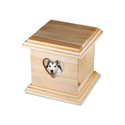 China Viable Friendly Wooden Creative Wooden Pet Casket Pet Dog Casket Urn Box For Pet Ashes for sale