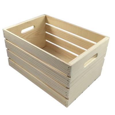 China Freshness Preservation Custom Color Natural Pine Wooden Storage Crates With Handle Wooden Storage Bin for sale