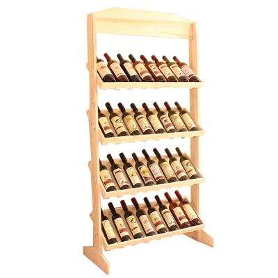 China Custom Viable Wooden Wine Rack Countertop Display Rack Table Free Standing Wine Storage Shelf for sale