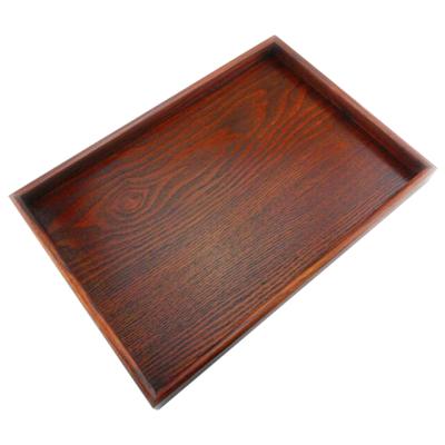 China Eco - Friendly Custom Rustic Wood Tray Dark Color Finished Serving Tray Vintage Style for sale