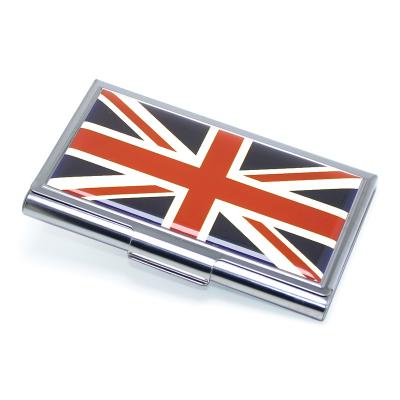 China British ENGLAND STYLE London Souvenir Gifts Business Customize Union Jack Flag Metal Box Stainless Steel ID Cards Case Flag Card Holder for sale